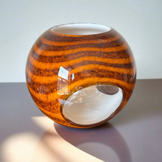Murano Tiger Striped Glass Vase
