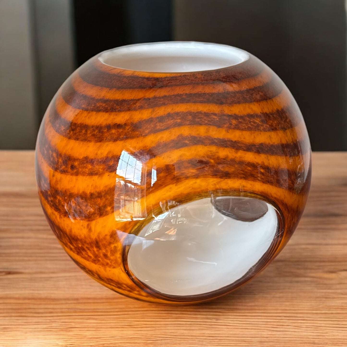 Murano Tiger Striped Glass Vase