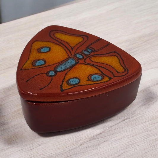 1970s artisan glazed studio pottery trinket box