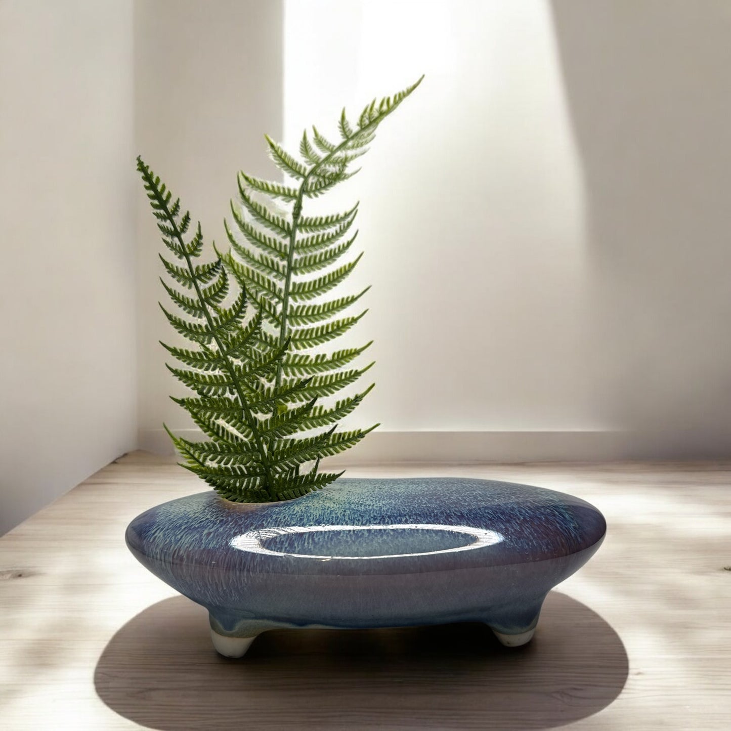 Ikebana Handglazed Blue/Purple Pottery