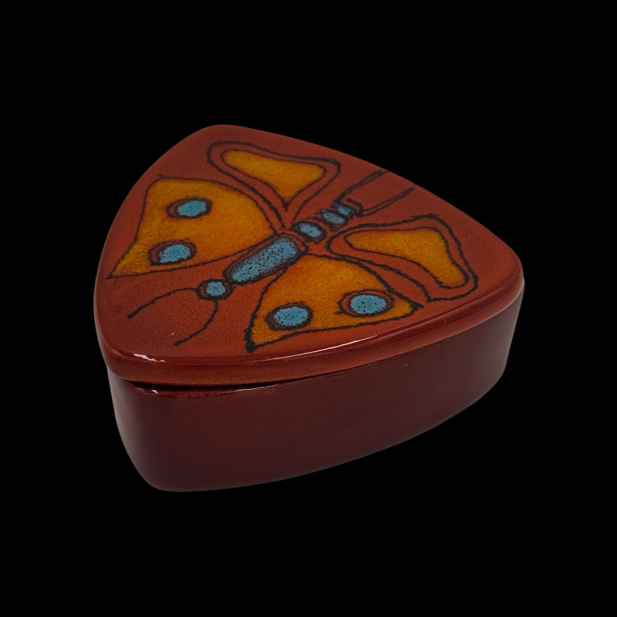 1970s artisan glazed studio pottery trinket box