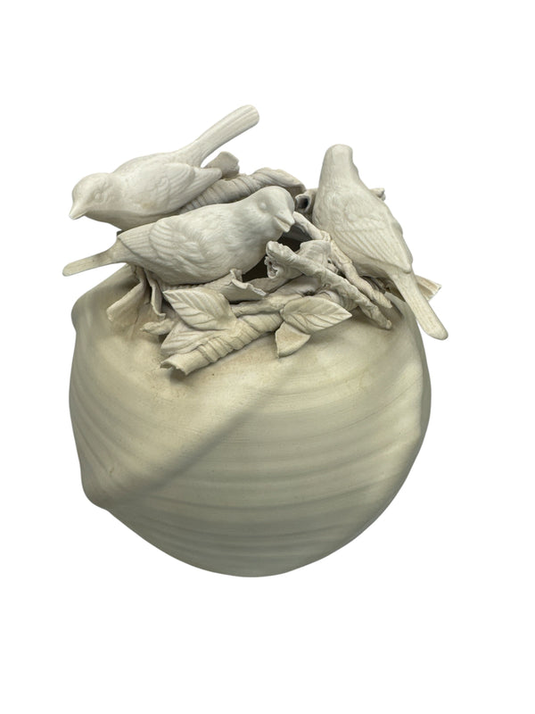 Actual Product Image - Decorative ceramic ball with bird designs on a white background