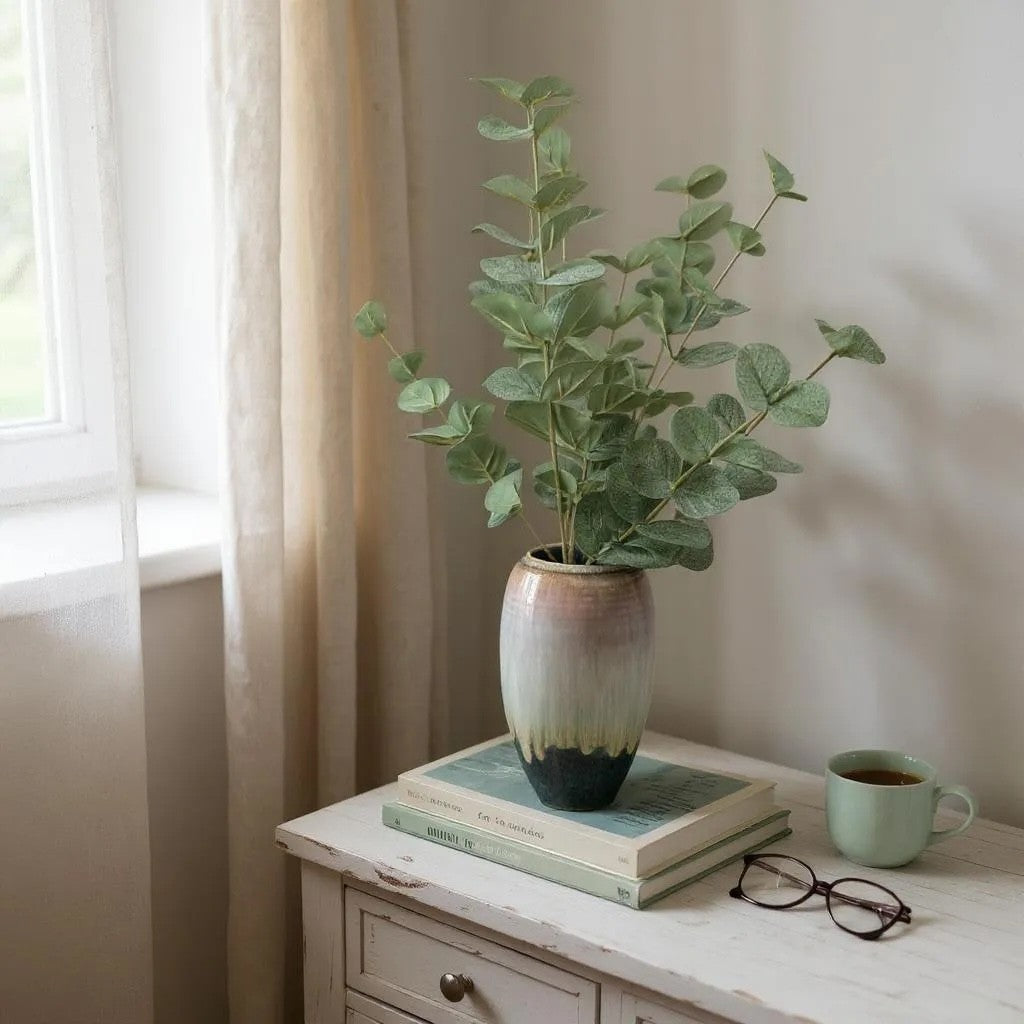 Bill Campbell Art Pottery Vase Blue Drip Glaze