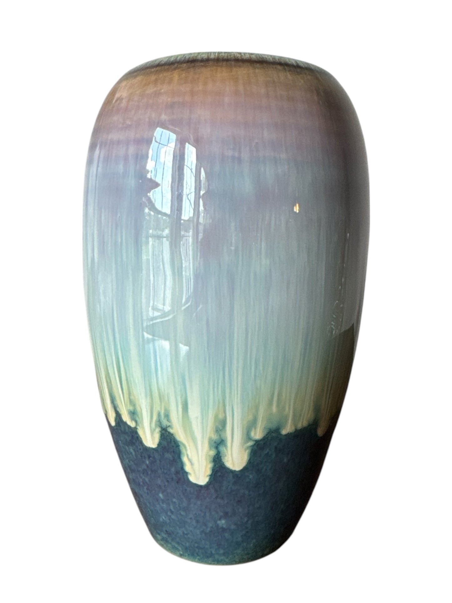 Actual Product Image - Gradient ceramic vase with green to brown color transition on a white background