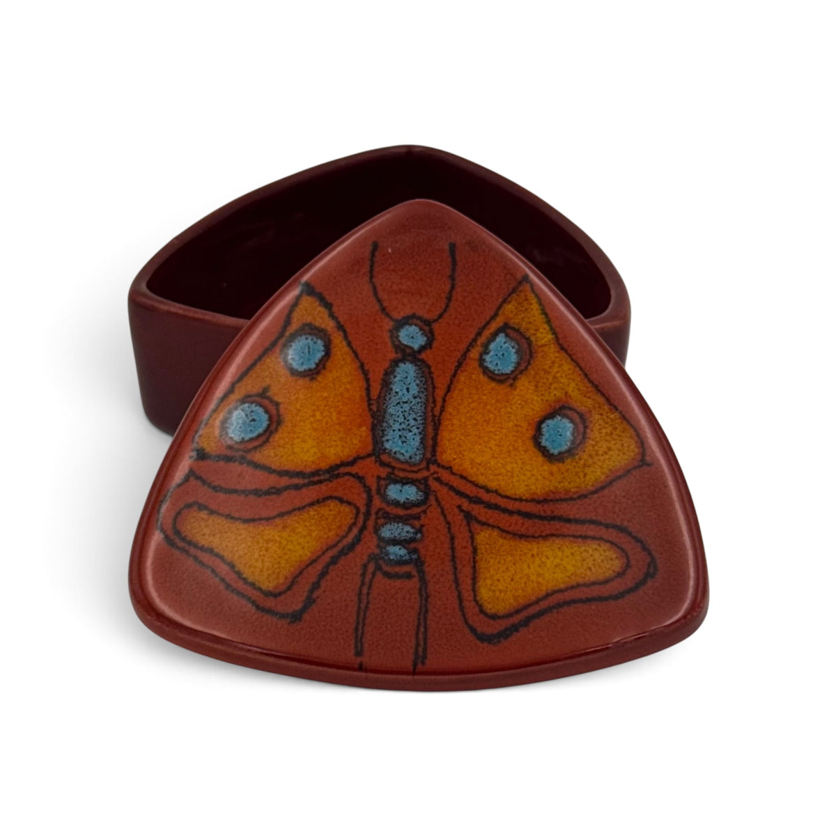 1970s artisan glazed studio pottery trinket box