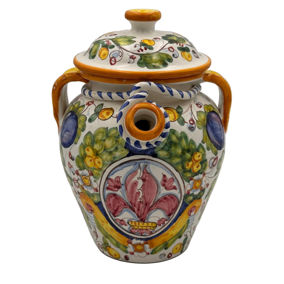 Italian lemon cello traditional pitcher handpainted pottery