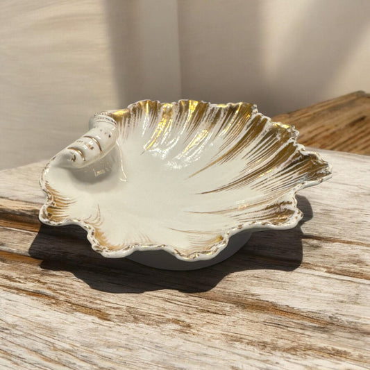 Antique Victoria Karlsbad Austria -  Gold trimmed Shell Dish