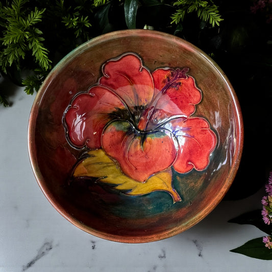 Hibiscus Footed Bowl by Moorcroft