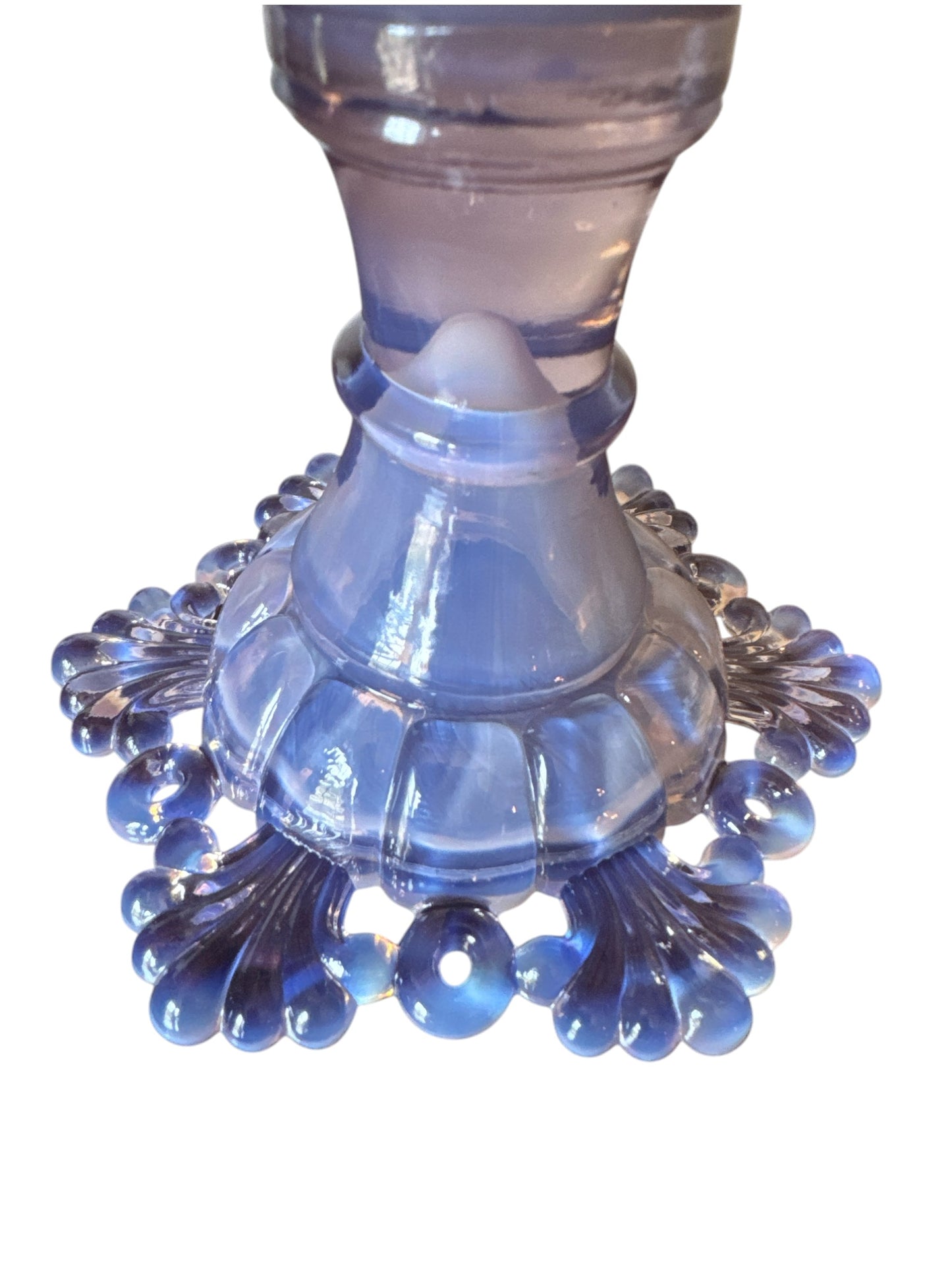 Actual Product Image - Decorative glass candle holder with blue beads on a white background