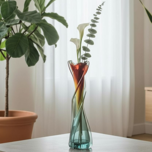 Vintage Murano Sommerso Twisted Art Glass Vase